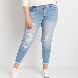 KanCan Plus High Rise Light Wash Ripped Skinny Jean